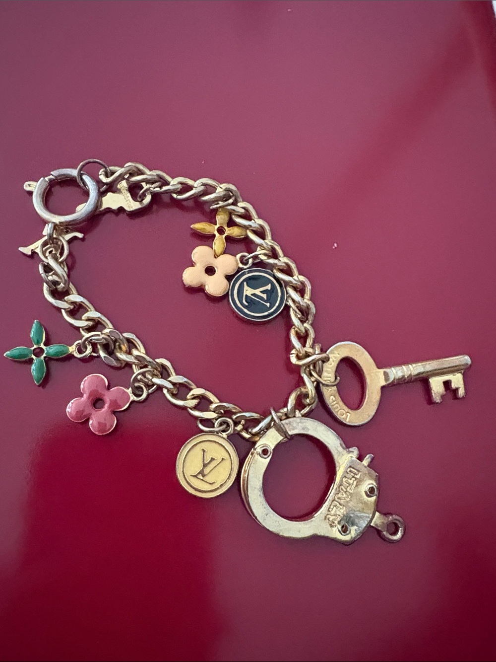 LV Gold-Tone Charm Bracelet logo vintage Y2K